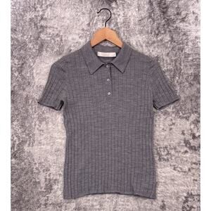 Dion Lee Sweater Polo 6 Womens Gray Merino Wool Ribbed
